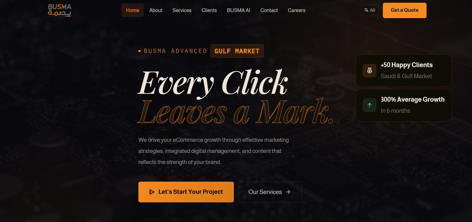 Busma Advertising website preview